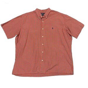 Ralph Lauren Greggor Classic Fit Short Sleeve Plaid Button‎ Down Orange Size XXL
